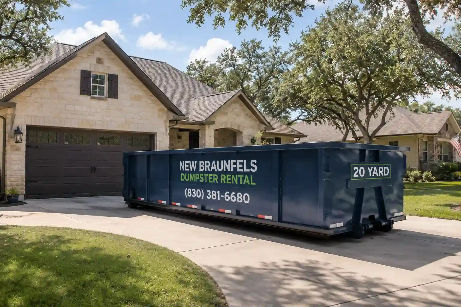 20 yard dumpster rental in New Braunfels TX for residential projects