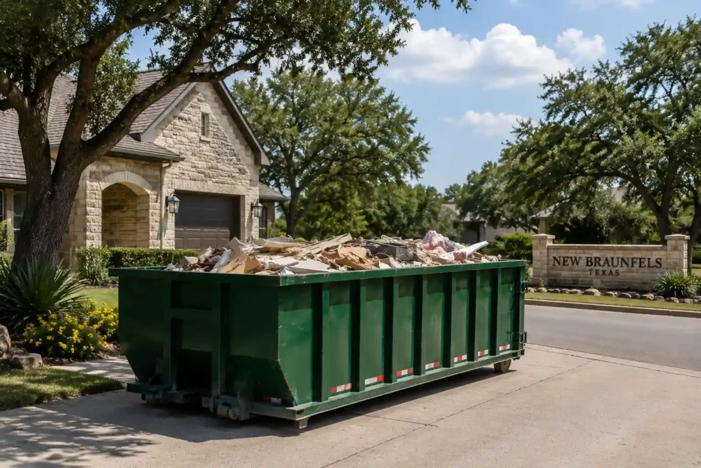 Dumpster rental at a residential property in New Braunfels Texas