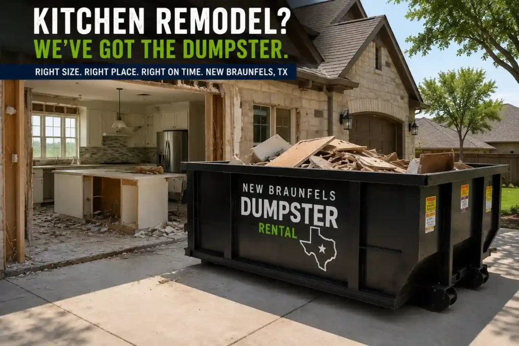 Kitchen remodel dumpster rental in New Braunfels TX