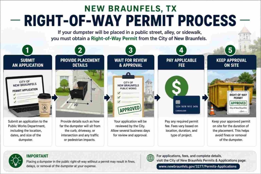 New Braunfels dumpster right-of-way permit application and approval process
